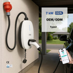 Wall Mounted 7kW 32A Electric Vehicle Charging Station IP65 Waterproof Type 2 Smart Wallbox With APP Control