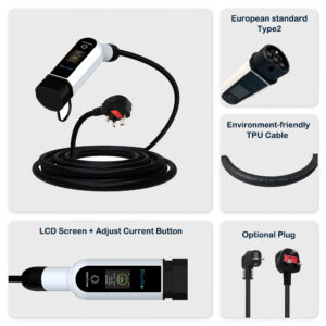 Portable EV Charging Station 3.8kw 16A Type2 with App and Full Safety Features
