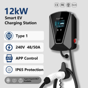 12kW Wall-mounted EV Charger Home Use 50A Sae J1772 Fast Charger Electric Vehicle Charging Station for Electric Car